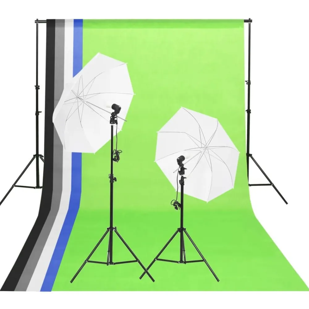 Studioverlichtingsset met achtergronden en paraplu's>vidaXL Online