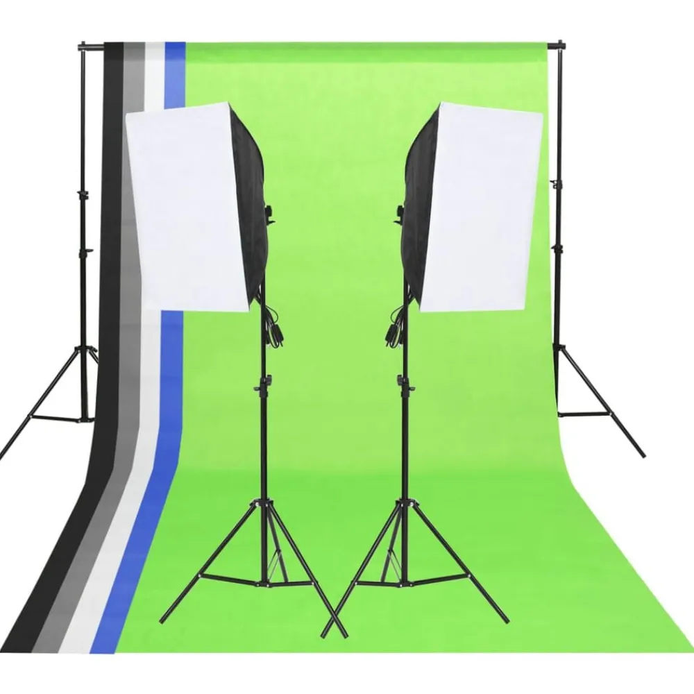 Camera & Optiek*vidaXL Studioverlichtingsset met achtergronden en softboxen