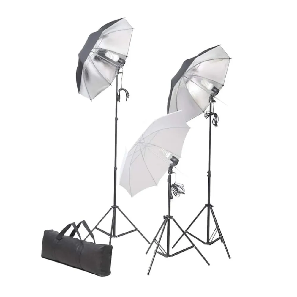 Camera & Optiek*vidaXL Studioverlichtingsset 24 watt inclusief statieven en paraplu's