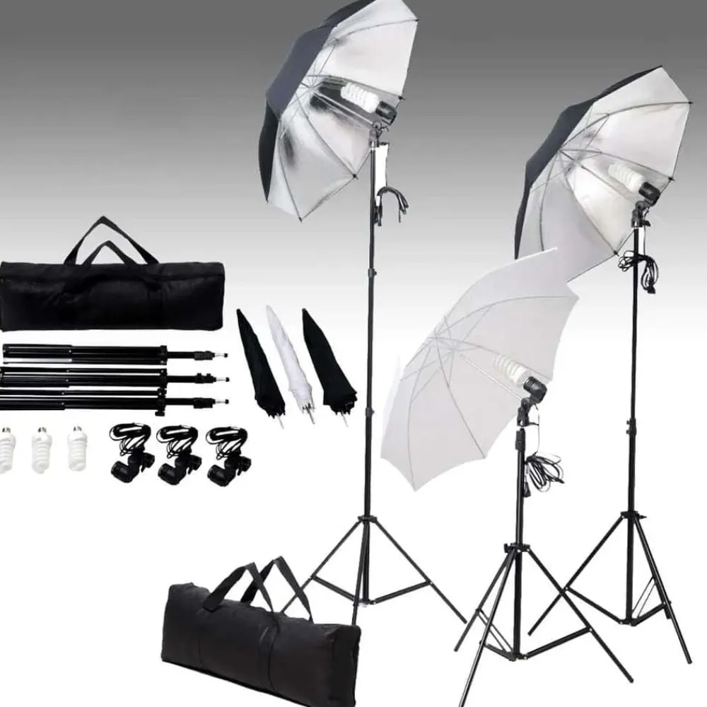 Camera & Optiek*vidaXL Studioverlichtingsset 24 watt inclusief statieven en paraplu's