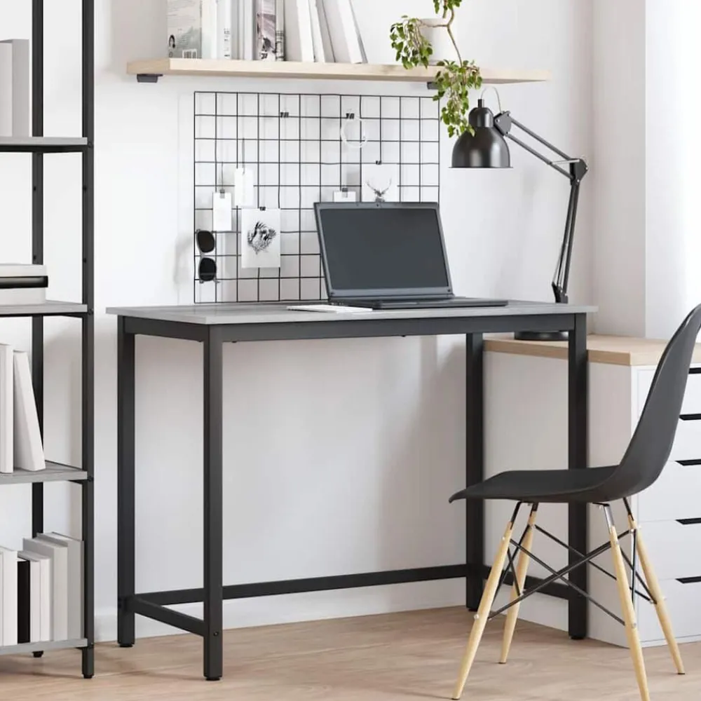 Kantoormeubelen*vidaXL Tafel 80 x 50 x 76,5 cm Engineered hout en staal Grijs sonoma