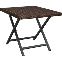 Tuinmeubelen*vidaXL Tafel inklapbaar 45x35x32 cm poly rattan Bruin