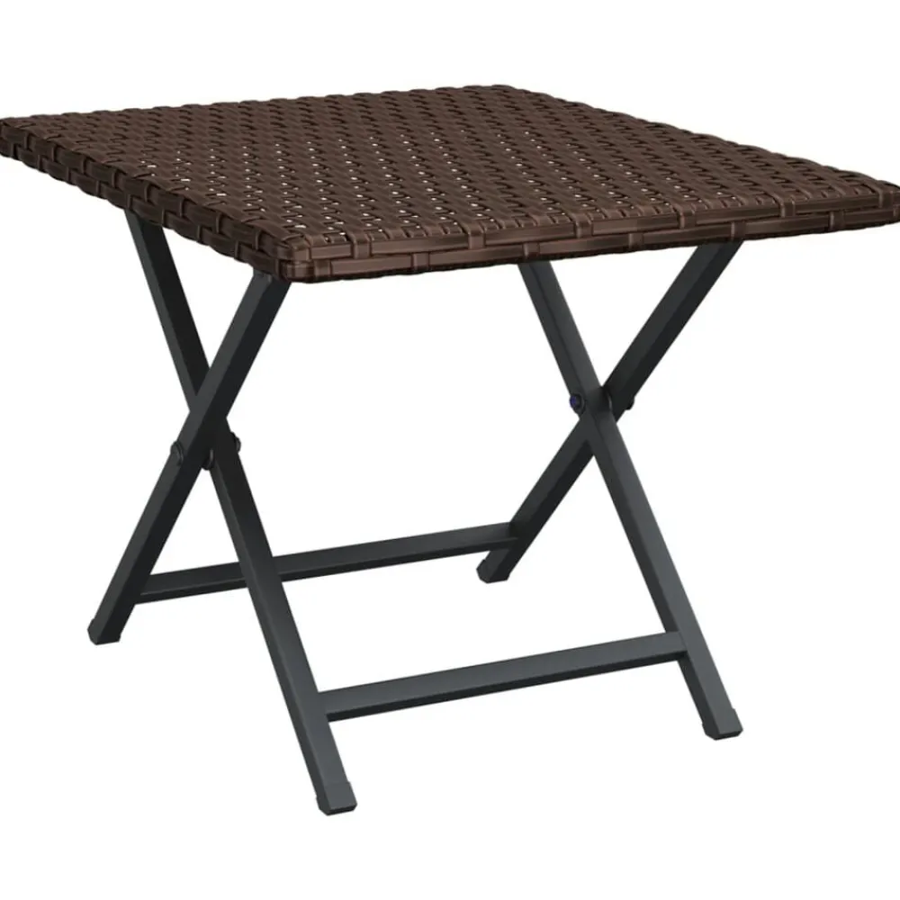 Tuinmeubelen*vidaXL Tafel inklapbaar 45x35x32 cm poly rattan Bruin