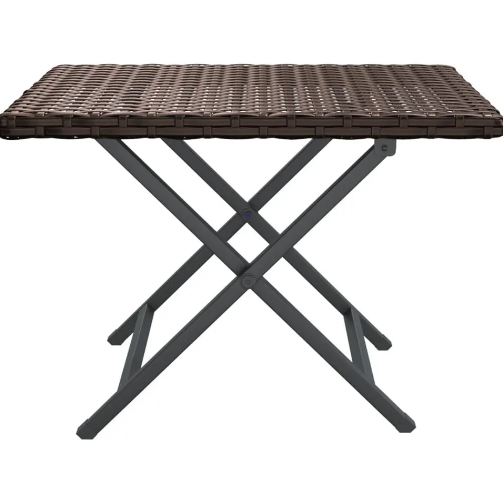 Tuinmeubelen*vidaXL Tafel inklapbaar 45x35x32 cm poly rattan Bruin