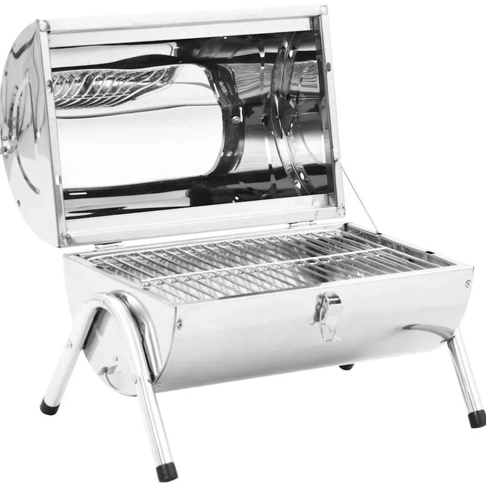 Tafelbarbecue houtskool dubbele roosters roestvrij staal>vidaXL New