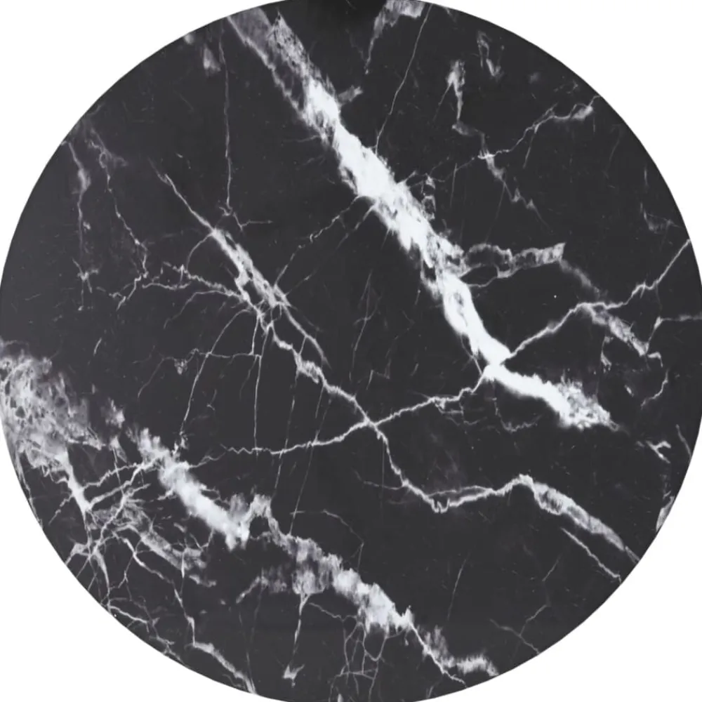 Tafelblad Ø30x0,8 cm gehard glas met marmerontwerp zwart>vidaXL New