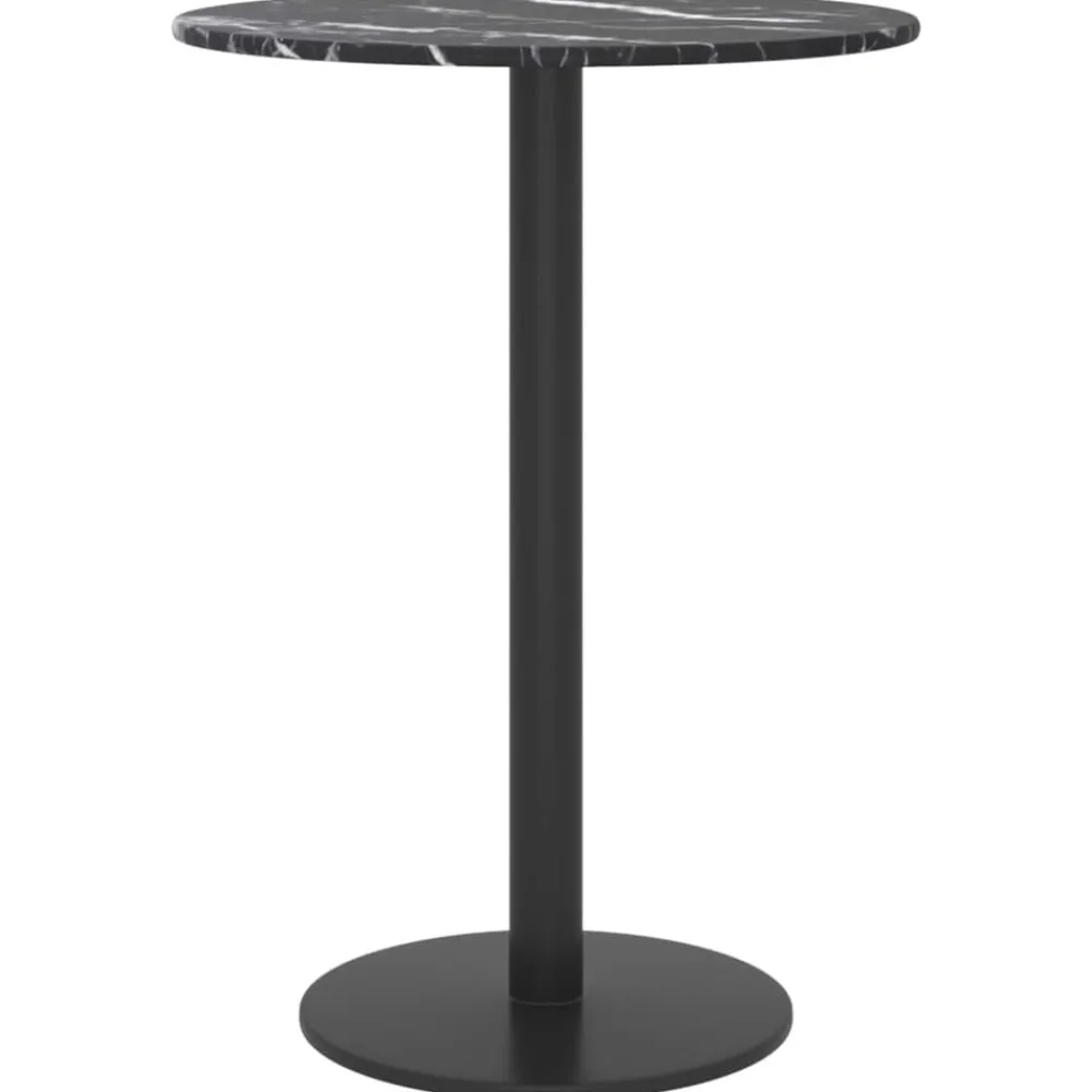Tafelblad Ø30x0,8 cm gehard glas met marmerontwerp zwart>vidaXL New