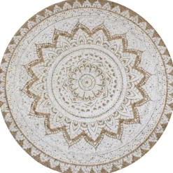 Woon- & Tuinaccessoires*vidaXL Tapijt met print rond 90 cm gevlochten jute