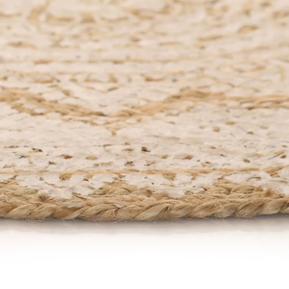 Woon- & Tuinaccessoires*vidaXL Tapijt met print rond 90 cm gevlochten jute