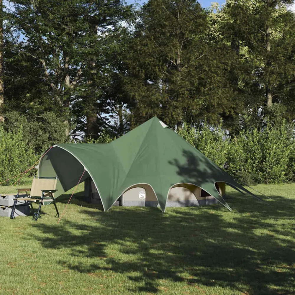Buitensport*vidaXL Teepee Tent 3-Person met dak en Grijs 312 x 312 x 197 cm Groen