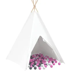 Buitenspeelgoed*vidaXL Teepee Tent Wit 120 x 120 x 150 cm Stof en Plastic Wit/grijs/roze