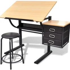 Tekentafel met kastje + kruk>vidaXL