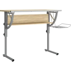 Kantoormeubelen*vidaXL Tekentafel 110x53x(58-87) cm bewerkt hout en staal eiken/grijs Sonoma eiken
