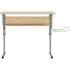 Kantoormeubelen*vidaXL Tekentafel 110x53x(58-87) cm bewerkt hout en staal eiken/grijs Sonoma eiken