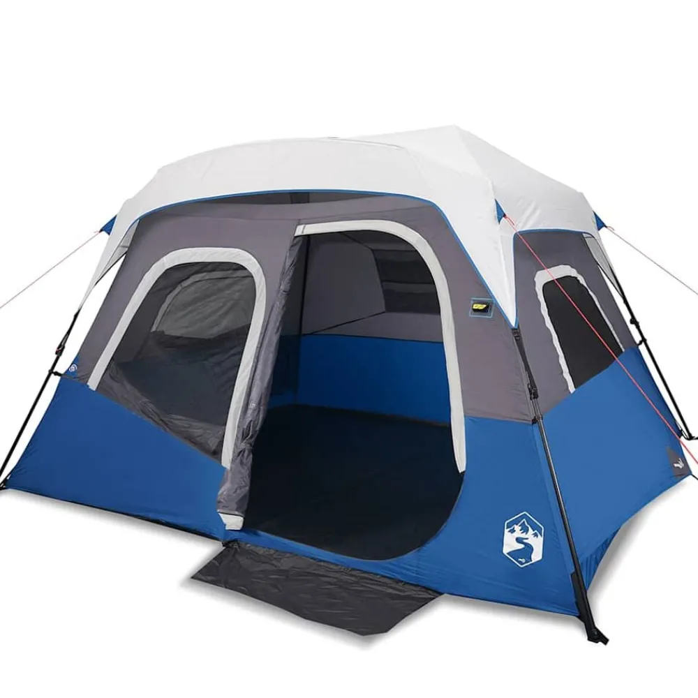 Buitensport*vidaXL Tent met LED 6-persoons snelontgrendeling licht Blauw