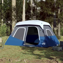 Buitensport*vidaXL Tent met LED 6-persoons snelontgrendeling licht Blauw