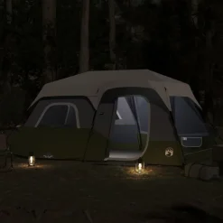 Buitensport*vidaXL Tent 9-persoons waterdicht met LED lichtblauw Groen