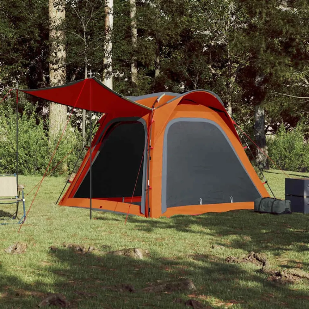 Buitensport*vidaXL Tent 4-persoons waterdicht snelontgrendeling Grijs en oranje