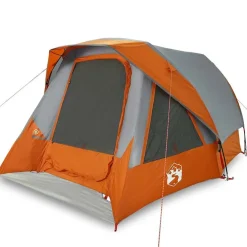 Buitensport*vidaXL Tent 4-persoons waterdicht Grijs en oranje