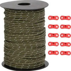 Buitensport*vidaXL Tentscheerlijn met reflecterende strips en spanners 50 m 3 mm Groen
