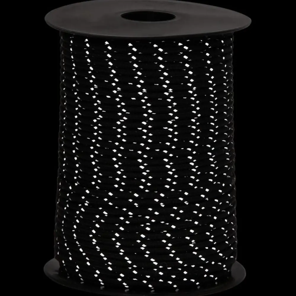 Buitensport*vidaXL Tentscheerlijn met reflecterende strips en spanners 50 m 3 mm Zwart