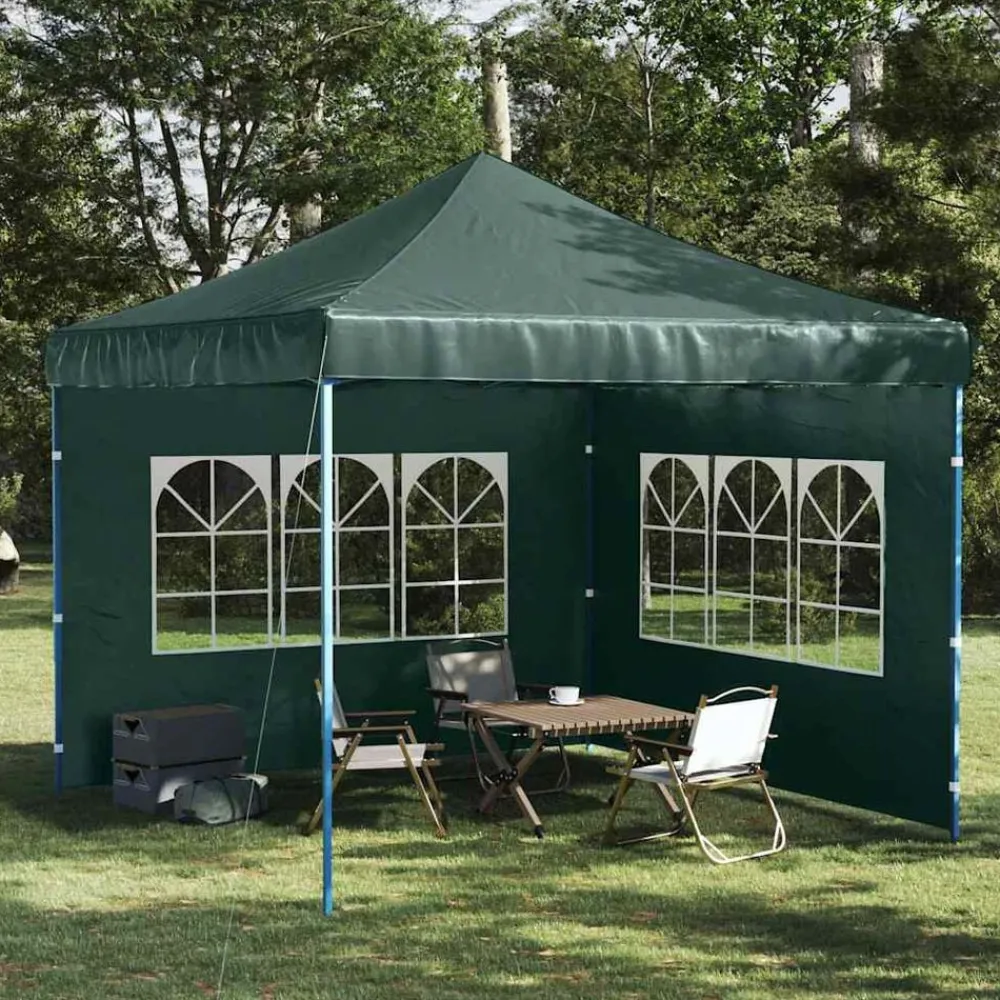 Tuin & Gazon*vidaXL Tentwanden met raam PE 2 st Groen