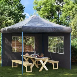 Tuin & Gazon*vidaXL Tentwanden met raam PE 2 st Antraciet