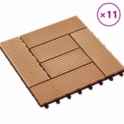 Terras Tegel 11 pcs Teakhout 30 x 30 cm WPC>vidaXL Best