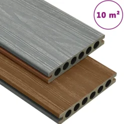 Bouwmaterialen*vidaXL Terrasplanken met accessoires 10 m² 2,2 m HKC bruin en grijs