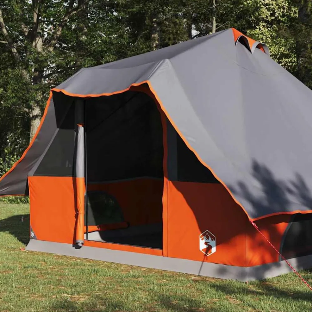 Buitensport*vidaXL Tipi Tent met dak 358 x 296 x 258 cm taft Grijs en oranje