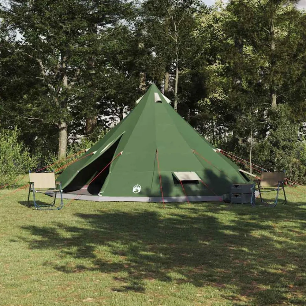 Buitensport*vidaXL Tipi Tent met dak met opslag 560 x 560 x 300 cm taft Groen