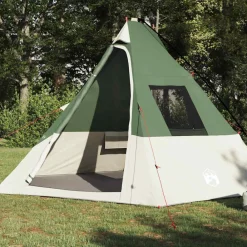 Buitensport*vidaXL Tipi Tent met dak met opslag 383 x 338 x 217 cm taft Groen