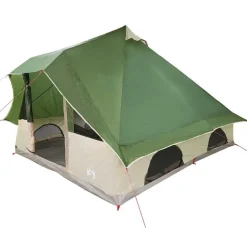 Buitensport*vidaXL Tipi Tent met dak met opslag 358 x 296 x 258 cm taft Groen
