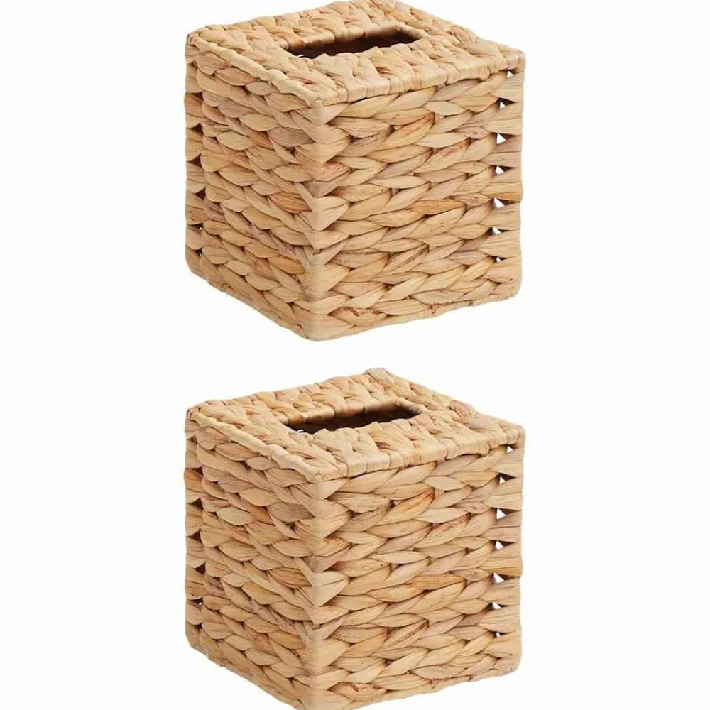 Tissueboxhoezen 2 pcs Waterhyacint 14,5 x 14,5 x 15 cm Naturel>vidaXL Sale