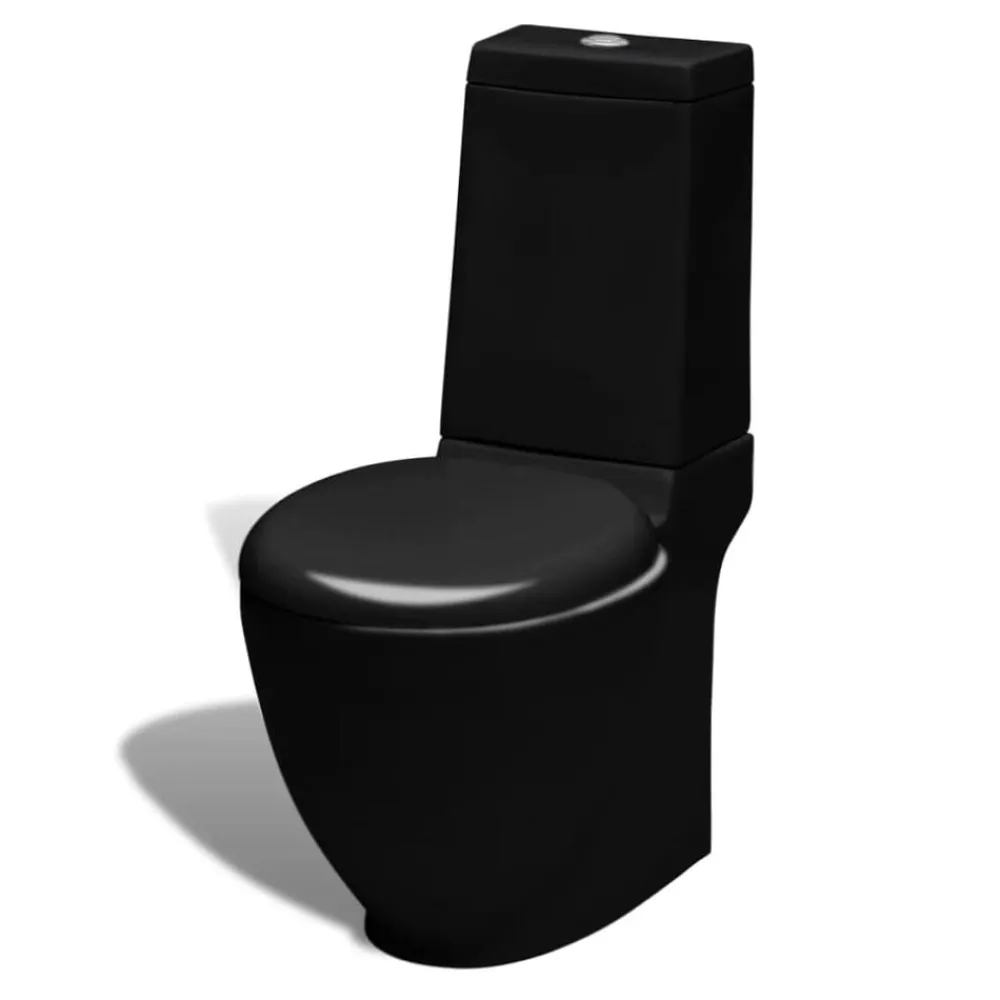 Toilet- en bidetset staand keramiek zwart>vidaXL Discount