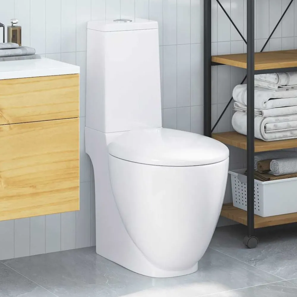 Sanitair & Loodgietersbenodigdheden*vidaXL Toilet rond afvoer onder keramiek Wit