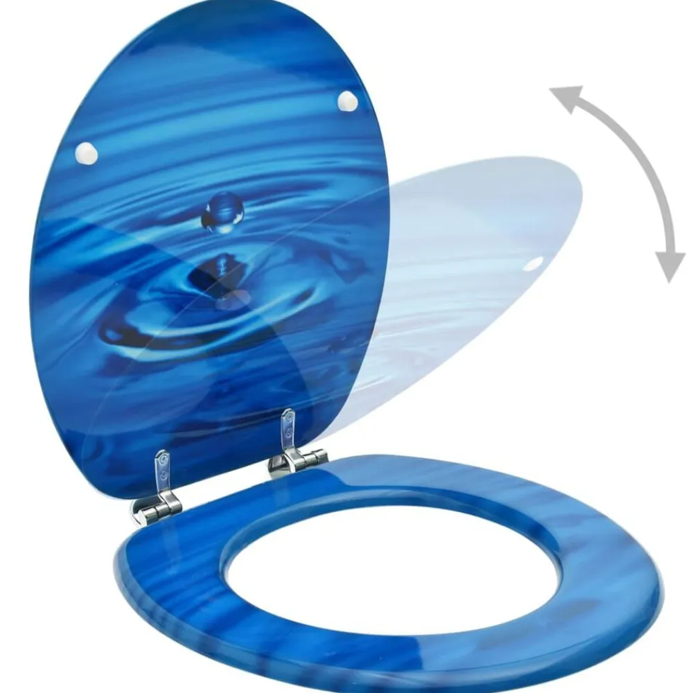 Sanitair & Loodgietersbenodigdheden*vidaXL Toiletbril met deksel waterdruppel MDF blauw
