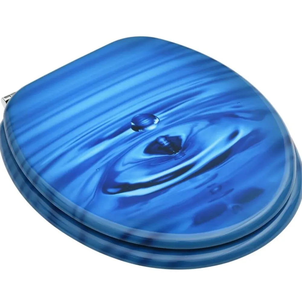 Sanitair & Loodgietersbenodigdheden*vidaXL Toiletbril met deksel waterdruppel MDF blauw