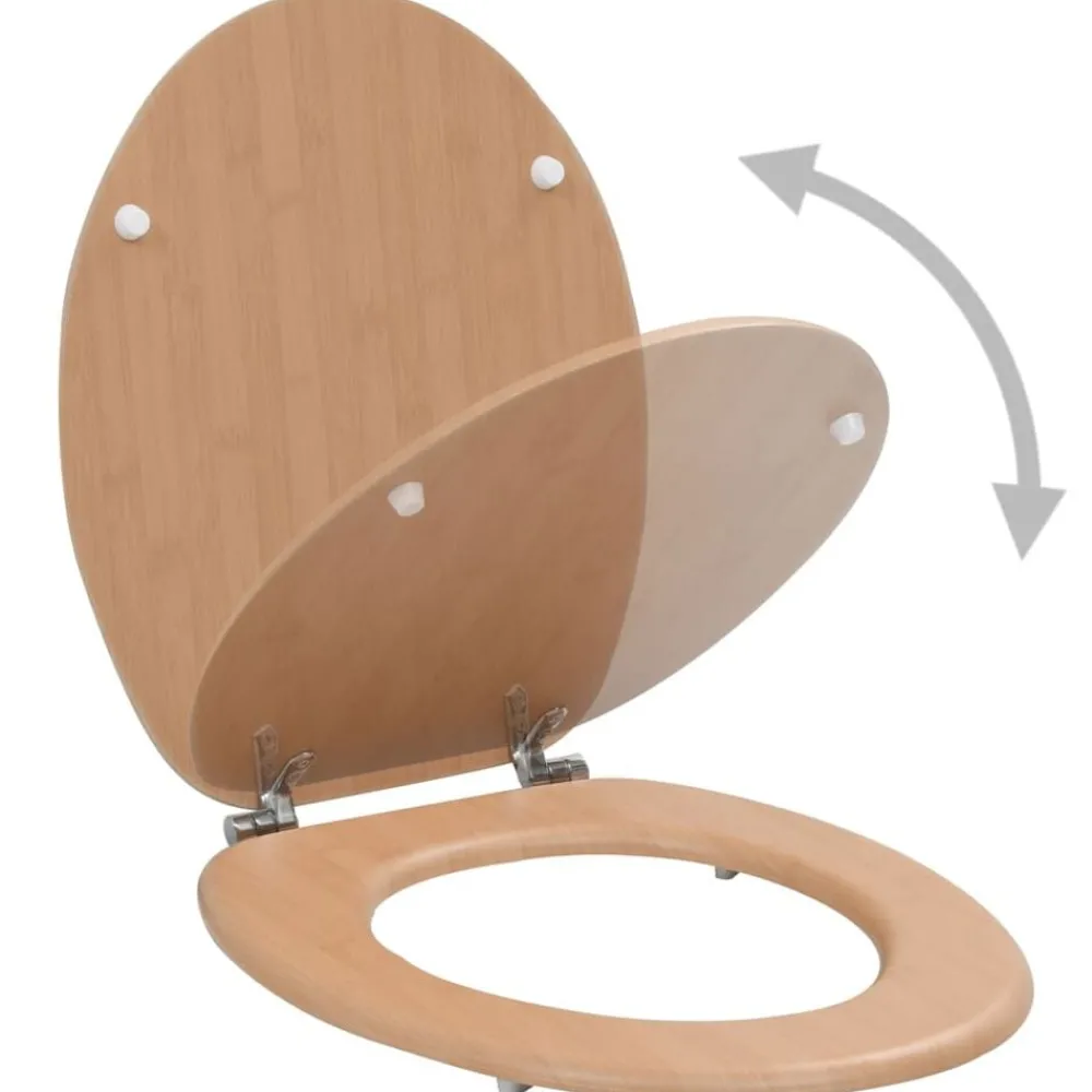 Toiletbril met deksel bamboe MDF>vidaXL New