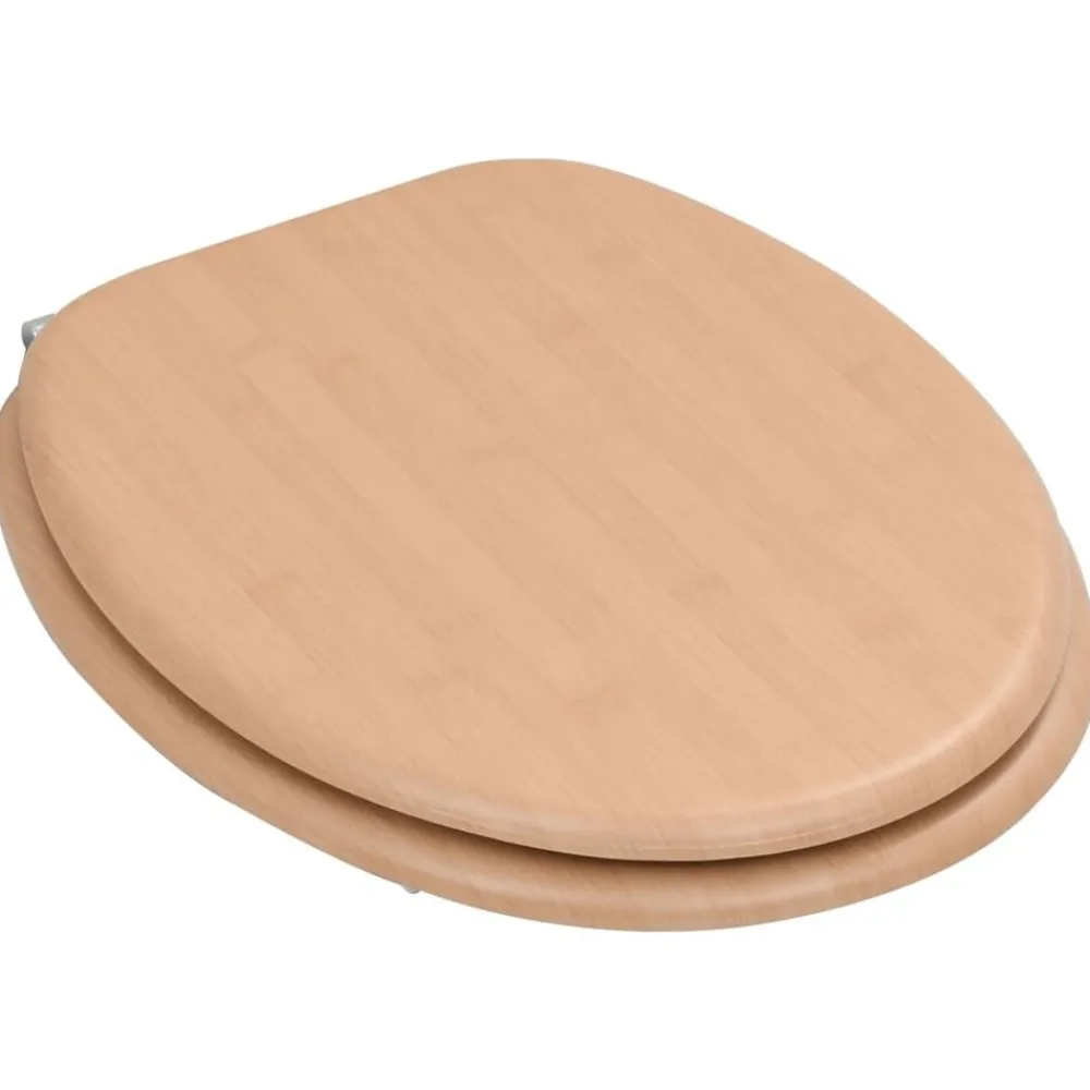 Toiletbril met deksel bamboe MDF>vidaXL New