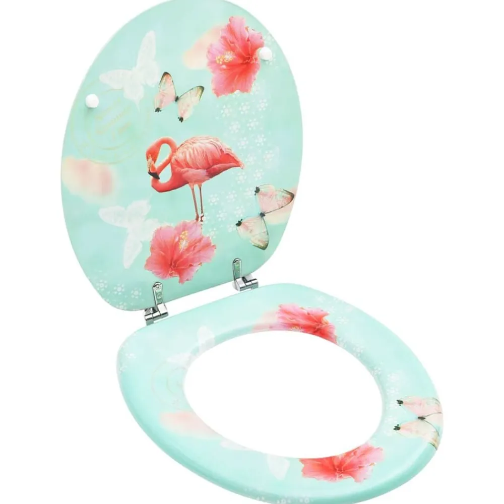 Toiletbril met deksel flamingo MDF>vidaXL Best