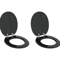 Sanitair & Loodgietersbenodigdheden*vidaXL Toiletbril met soft-closedeksel 2 st MDF zwart