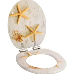 Sanitair & Loodgietersbenodigdheden*vidaXL Toiletbril met soft-close deksel zeester MDF
