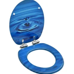 Sanitair & Loodgietersbenodigdheden*vidaXL Toiletbril met soft-close deksel waterdruppel MDF blauw