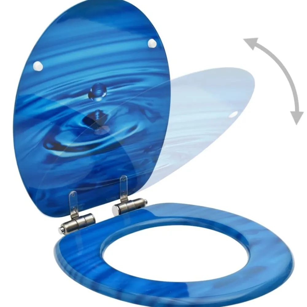 Sanitair & Loodgietersbenodigdheden*vidaXL Toiletbril met soft-close deksel waterdruppel MDF blauw