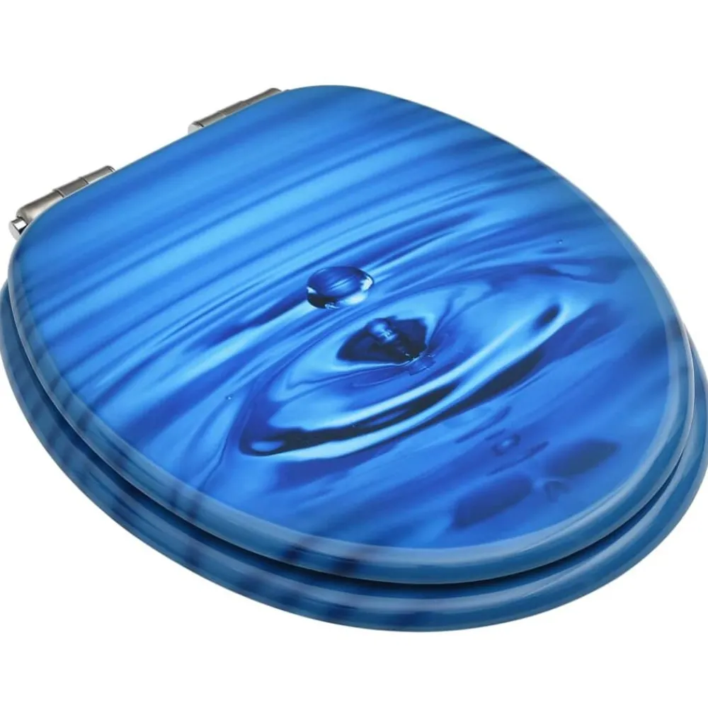 Sanitair & Loodgietersbenodigdheden*vidaXL Toiletbril met soft-close deksel waterdruppel MDF blauw