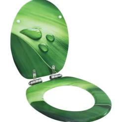 Sanitair & Loodgietersbenodigdheden*vidaXL Toiletbril met soft-close deksel waterdruppel MDF groen