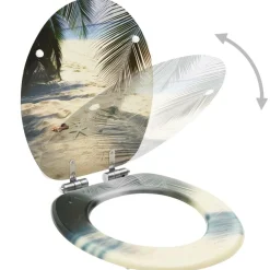 Sanitair & Loodgietersbenodigdheden*vidaXL Toiletbril met soft-close deksel strand MDF