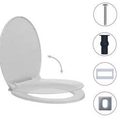 Sanitair & Loodgietersbenodigdheden*vidaXL Toiletbril soft-close en quick-release ovaal Lichtgrijs