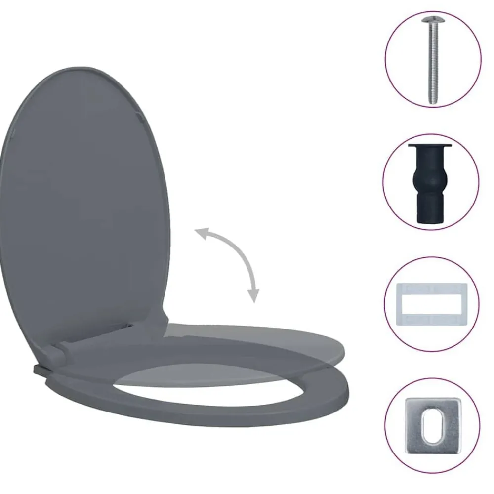 Sanitair & Loodgietersbenodigdheden*vidaXL Toiletbril soft-close en quick-release ovaal Grijs